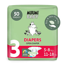 Load image into Gallery viewer, Muumi Baby Eco Nappies Size 3, 5-8 kg (11-17 lbs), 50 Sensitive Premium Diapers with Leakage Barrier | Soft and Skin Friendly, Breathable, Absorbent, No Unnecessary Chemicals |