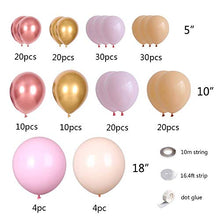 Load image into Gallery viewer, 171pcs DIY Balloons Garland with Various Sizes Pink Blush White Balloons Chrome Shiny Metallic Rose Gold Latex Balloons Perfect for Birthday Party Bridal Baby Shower Wedding Party Decorations