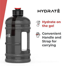 Load image into Gallery viewer, HYDRATE XL Jug 2.2 Litre Water Bottle - BPA Free, Flip Cap, Ideal for Gym - Colour Options (Black)