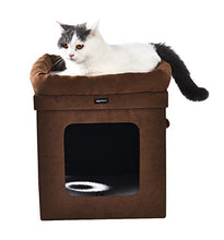 Load image into Gallery viewer, Amazon Basics Collapsible Cat House, Brown