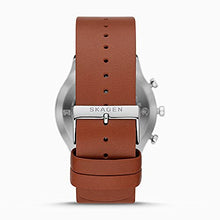 Load image into Gallery viewer, Skagen Men's Hybrid HR 42 Smartwatch, Silver Stainless Steel with Brown Leather Band, SKT3000