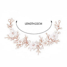 Load image into Gallery viewer, Unicra Bride Wedding Hair Vine Flower Hair Accessories Pearl Bridal Headpiece Hair Band for Women and Girls (Rose Gold)