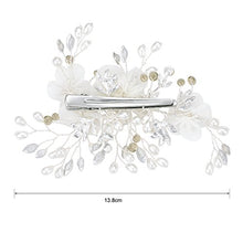 Load image into Gallery viewer, HONEY BEAR Bridal Jewellery Flower Hair Combs Clip for Womens Wedding Accessories,Simulated Pearl and Rhinestones (Silver)