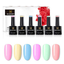 Load image into Gallery viewer, Bluesky Gel Nail Polish Set, Complete Pastel Neon Collection, 6 x 10 ml, Pink, Yellow, Blue, Purple, Green, Peach (Requires Curing Under UV LED Lamp)