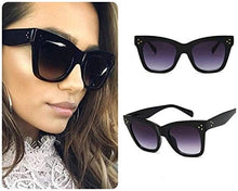 Load image into Gallery viewer, Black Celeb Cat Eye Women Ladies Sunglasses Oversized Retro Vintage Cat Eye Reflective IBIZA UK