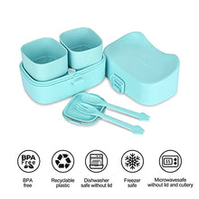 Load image into Gallery viewer, WisaKey Children Lunch Box, Leakproof Bento Box for Kids with Insulated Lunch Bag and Cutlery Set, BPA-Free, Microwave and Dishwasher Safe (Blue)