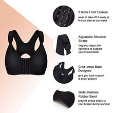 Load image into Gallery viewer, Bafully Women Post-Surgical Sports Support Bra Front Closure with Adjustable Straps Wirefree Racerback (Black, M)