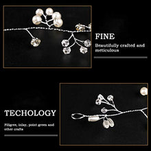 Load image into Gallery viewer, TOKERD 50cm Bridal Hair Vine for Wedding Crystal Hairband Silver Pearl Hair Accessories Rhinestones Hair Vine Headpieces Bride Hair Styling Accessories for Women Girls Ladies
