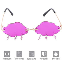 Load image into Gallery viewer, VALICLUD Cloud Sunglasses Rimless Vintage Sunglasses Funny Irregular Disco Glasses Lightning Tassel for Women Men Tinted Eyewear Violet