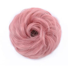 Load image into Gallery viewer, Messy Hair Bun Hair Scrunchies Extension Real Thicken Curly Wavy Messy Synthetic Chignon for Women Updo Hairpiece 48g With Elastic Rubber Band Dark Pink