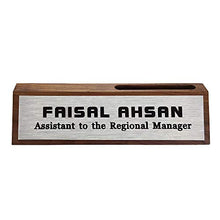 Load image into Gallery viewer, Personalized Business Desk Name Plate with Card Holder Custom Nameplate 2" x 8"