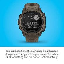 Load image into Gallery viewer, Garmin Instinct - Tactical Edition Rugged Outdoor Smartwatch, Built-in Sports Apps and Health Monitoring, Coyote Tan