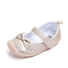 Load image into Gallery viewer, LACOFIA Baby Girls Bowknot Mary Jane Flats Infant Anti-Slip First Walking Shoes Gold Size 3