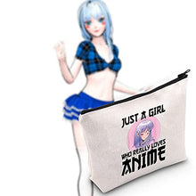 Load image into Gallery viewer, LEVLO Anime Fans Make up Bag Anime Lover Gift Just A Girl Who Really Loves Anime Cosmetic Make up Bag For Women Girls, Loves Anime,