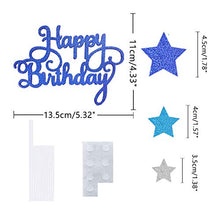 Load image into Gallery viewer, VAINECHAY Birthday Cake Decorations Happy Birthday Cake Toppers for Boy Men Girl Women Kids Blue Star Cupcake Decoration Baby Shower Party Silver