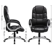 Load image into Gallery viewer, SONGMICS Office Executive Swivel Chair with 76 cm High Back Large Seat and Tilt Function Computer Chair PU Black OBG24BUK