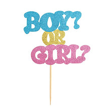 Load image into Gallery viewer, Blumomon 1 Pack Boy or Girl Cake Topper Gender Reveal Cake Decoration Blue and Pink Glitter Baby Shower Party Decorations Supplies