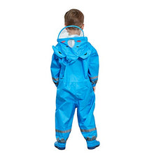 Load image into Gallery viewer, LIVACASA 3D Cute Raincoat Kids Waterproof Breathable Rainsuit All in One Puddle Suits Boys Girls Hooded Muddy Suit with Reflector Lightweight PVC Transparent Hat Brim for Kids Blue S 3-5 Years