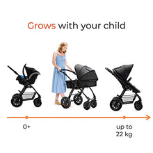 Load image into Gallery viewer, Kinderkraft Pram 3 in 1 Set MOOV, Travel System, Baby Pushchair, Buggy, Foldable, with Infant Car Seat, Accessories, Rain Cover, Footmuff, for Newborn, from Birth to 3 Years, Black