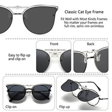 Load image into Gallery viewer, Long Keeper Polarised Clip-on Sunglasses – Trendy Cat Eye Clip on Sunglasses Over Prescription Glasses Anti Glare UV400 for Women Men