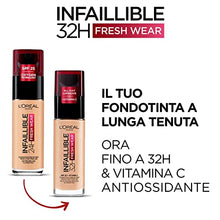 Load image into Gallery viewer, L'Oreal Paris Infallible 32H Fresh Wear Foundation 20 Ivory, Longwear, Weightless Feel, Transfer-Proof and Waterproof, Full Coverage Base with Vitamin C, SPF 25