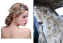 Load image into Gallery viewer, Bridal Hair Vines Crystals Wedding Headpieces, 20 Inches Handmade Crystal Pearl Wedding Evening Party Headpiece Head Band Bride Wedding Hair Accessories for Bridesmaid and Flowergirls - Silver