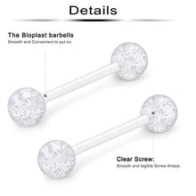 Load image into Gallery viewer, Ftovosyo 14G 16mm Glow in Dark Flexible Acrylic Straight Tongue Nipple Ring Retainer Body Piercing Jewelry for Women Men 6-36PCS