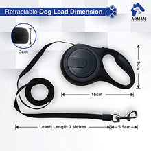 Load image into Gallery viewer, Dento Care Arman Retractable Dog Lead with Anti-slip Handle, Tangle Free Leads for Medium Dogs, 3m Strong Zinc Alloy Hook, Switch, Pet Walking Leash Dogs/Cats