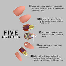 Load image into Gallery viewer, Press on Nails False Nails Fake Nails 24 Pcs Stiletto False Nails 3D Diamond Fake Nail Tip with Hologram False Nails