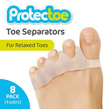 Load image into Gallery viewer, Box of 8 Pcs Protectoe Gel Toe Separators for Overlapping Toes,Toe Spacers, Toe Spreader