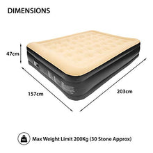 Load image into Gallery viewer, Benross Avenli 88030 High Raised Flocked Airbed | Queen Size | Built in Pump | Quick & Easy Inflation, Polyester, Beige/Black