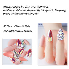 Load image into Gallery viewer, Press on Nails False Nails Fake Nails 24 Pcs Stiletto False Nails 3D Diamond Fake Nail Tip with Hologram False Nails