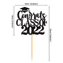 Load image into Gallery viewer, Blumomon 1Pc Black Glitter Congrats Grad Cake Topper 2021 Graduation Party Decorations Supplies Graduation Cake Topper Happy Graduation Party Decorations
