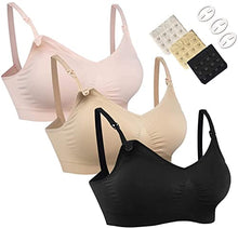 Load image into Gallery viewer, HOFISH Maternity Nursing Bras Seamless 3 Pack Sleep Bralette for Breastfeeding with Free Bra Extenders & Clips L