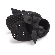 Load image into Gallery viewer, LACOFIA Infant Baby Girls Princess Bowknot Anti-Slip Soft Sole Crib Shoes Black 0-3 Months