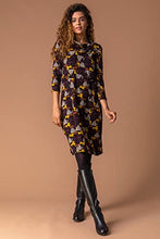 Load image into Gallery viewer, Roman Originals Women Cowl Neck Dress - Ladies Button Detail Shift Work Office Day Autumn Winter Knee Length Casual 3/4 Full Length Sleeve Round High Warm Neckline Dresses - Chocolate - Size 12