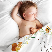 Load image into Gallery viewer, Oerich Baby Monthly Milestone Blanket | Perfect New Baby Gifts for Boys & Girls | Soft, Thick Baby Milestone Mat for Taking Photos | Woodland Watch Me Grow Nursery Decor | Unisex Baby Age Mat- Large