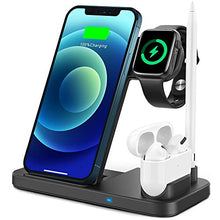 Load image into Gallery viewer, TEMINICE 4 in 1 Wireless Charger, Apple Watch & AirPods & Pencil Charging Dock Station, Nightstand Mode for iWatch Series 7/6/SE/5/4/3/2/1, Fast Charging for iPhone 13/12/11/ Pro Max/XR/XS Max/Xs/X/8