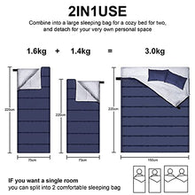 Load image into Gallery viewer, Forinbuy Double Sleeping Bags for Adults 3 Season Sleeping Bag Waterproof Compact Two Single Lightweight Envelope Sleeping Bags with Two Camping Pillows for Adults Queen Size 230x150cm 190T Liner