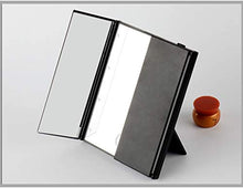 Load image into Gallery viewer, Dproptel Unique Tri-Fold Cosmetic Makeup Mirror Travel Compact Pocket Make Up Mirror with 8 LED Lights Battery Included - Black