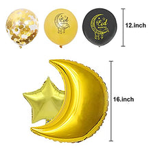Load image into Gallery viewer, Eid Mubarak Decoration Set, 12 Inch Eid Mubarak Latex Balloons+Eid Mubarak Foil Balloons for Eid Al Adha Festival, Eid Decorations for Home