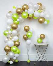 Load image into Gallery viewer, Ready Balloon Arch Kit – 122 Pcs Including Balloon Pump, White, Green and Confetti Balloons – Balloon Arch for Baby shower, Birthday Parties and for Welcome Parties
