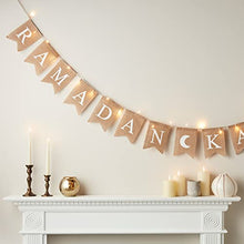 Load image into Gallery viewer, Lights4fun Eid Mubarak Ramadan Battery Operated Bunting Banner with 25 Warm White Fairy String Light LEDs (L) 2.5m
