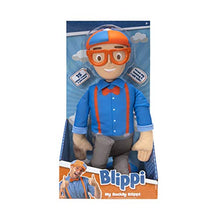 Load image into Gallery viewer, Blippi BLP0019 Bendable Plush Doll, 16” Tall Featuring SFX-Squeeze The Belly to Hear Classic catchphrases-Fun, Educational Toys for Babies, Toddlers, and Young Kids