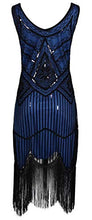 Load image into Gallery viewer, Ro Rox Great Gatsby 1920's Cocktail Party Sequin Tassel Flapper Dress (UK 14, Blue)