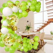 Load image into Gallery viewer, Ready Balloon Arch Kit – 122 Pcs Including Balloon Pump, White, Green and Confetti Balloons – Balloon Arch for Baby shower, Birthday Parties and for Welcome Parties