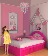 Load image into Gallery viewer, Unicorn Chandelier Children Bedroom Lamp Shade for Girls Nursery Decoration Pink Purple Silver with Shiny Pendants