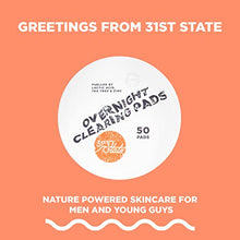 Load image into Gallery viewer, 31st State Overnight Cleansing Pads for Men & Teen Guys - Gently Exfoliating Natural Acne Treatment & Mens Skincare Face Wash with Tea Tree Oil, 50 Wipes