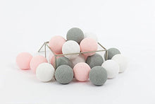 Load image into Gallery viewer, CHAINUPON 20 Cotton Ball String Fairy Night Lights LED Kid Children Bedroom,Home,Decor,Boys Girls Plug in Mains powered (20 Lights, Gray Pink)