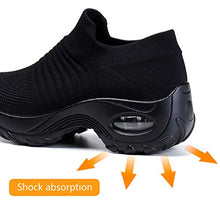 Load image into Gallery viewer, ZHR Womens Trainers Ladies Walking Shoes Slip on Nursing Shoes Lightweight Breathable Work Shoes Air Cushion Sneakers All Black 6.5UK/40.5EU